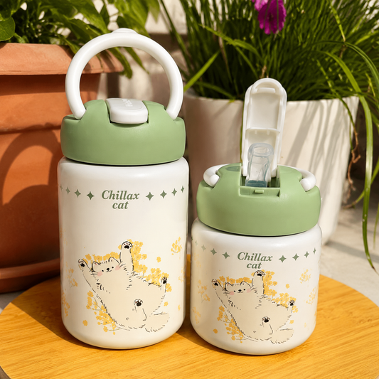 Chillax Cat Insulated Kids Water Bottle