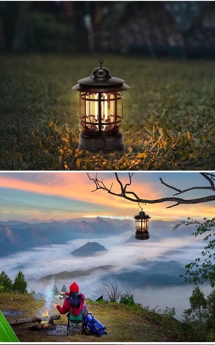 Vintage Rechargeable LED Camping Lantern Lamp